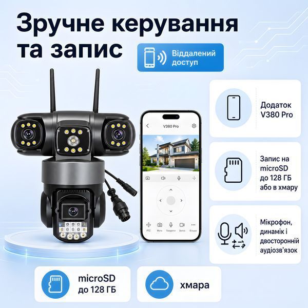 4G IP камера видеонаблюдения под SIM-карту, 3 линзы, IP66 000017 фото