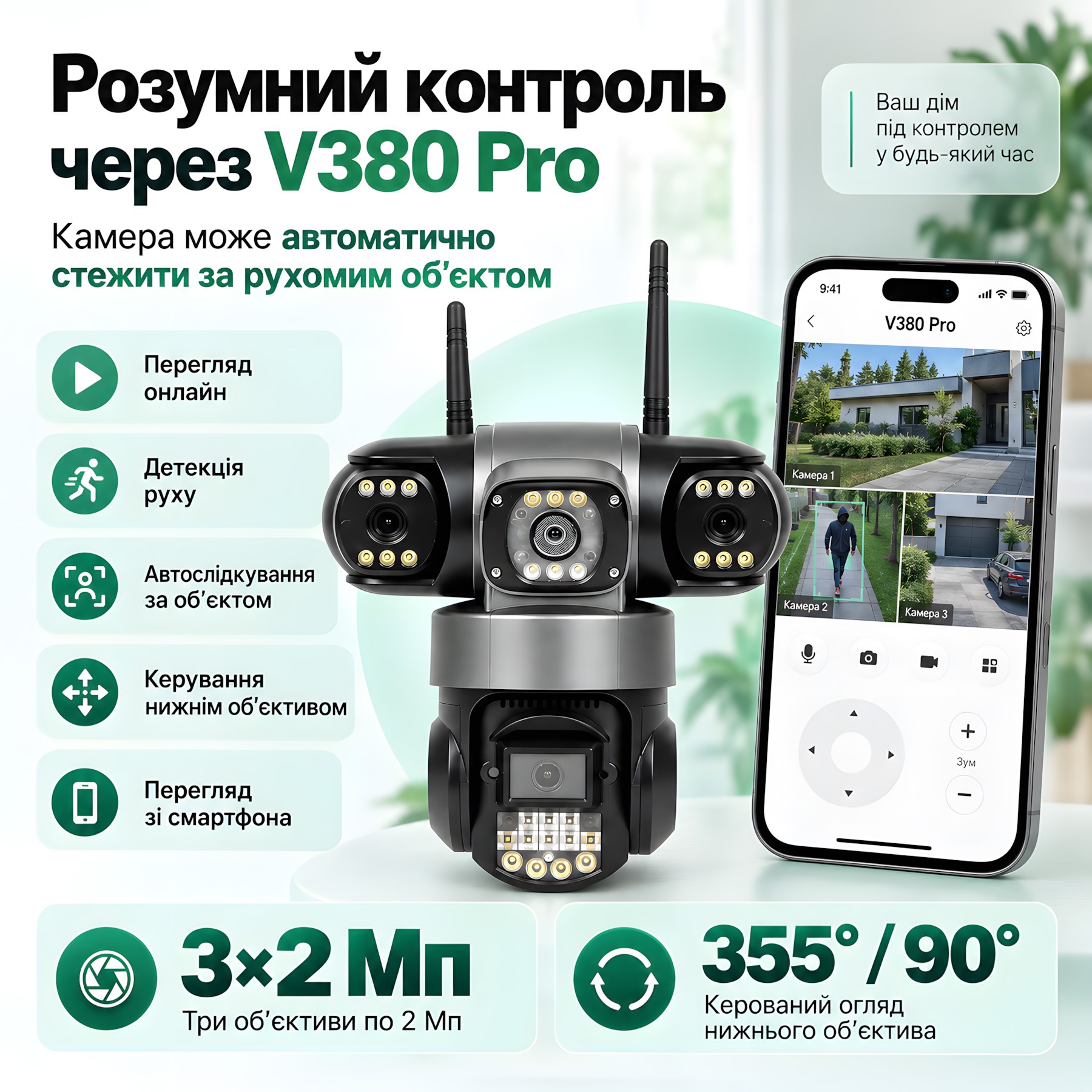 Керування камерою через V380 Pro та автоматичне стеження